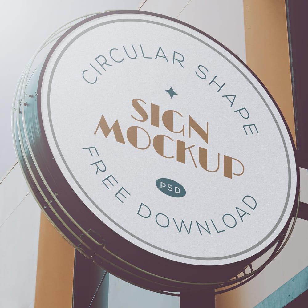 Free Mounted Round Sign Mockup PSD