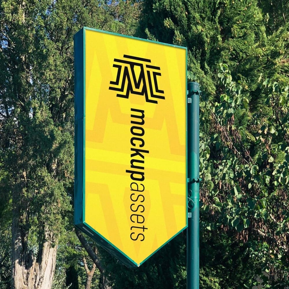 Free Outdoor Vertical Signage Mockup PSD