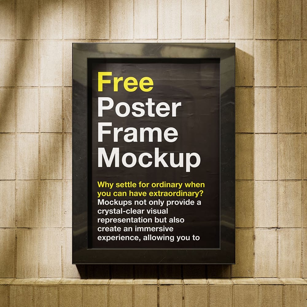 Free Poster in Black Frame Mockup PSD