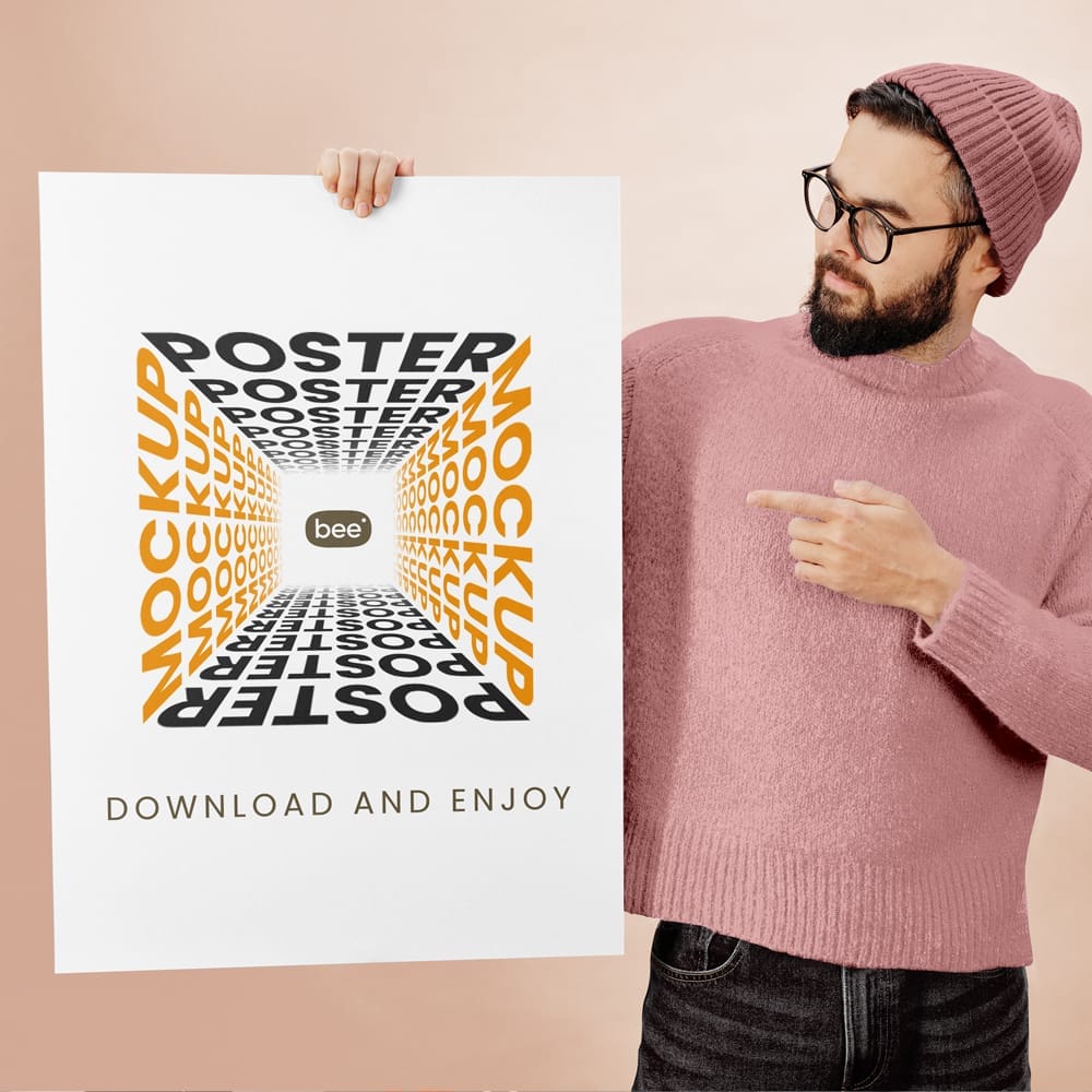 Free Poster in Hand Mockup PSD