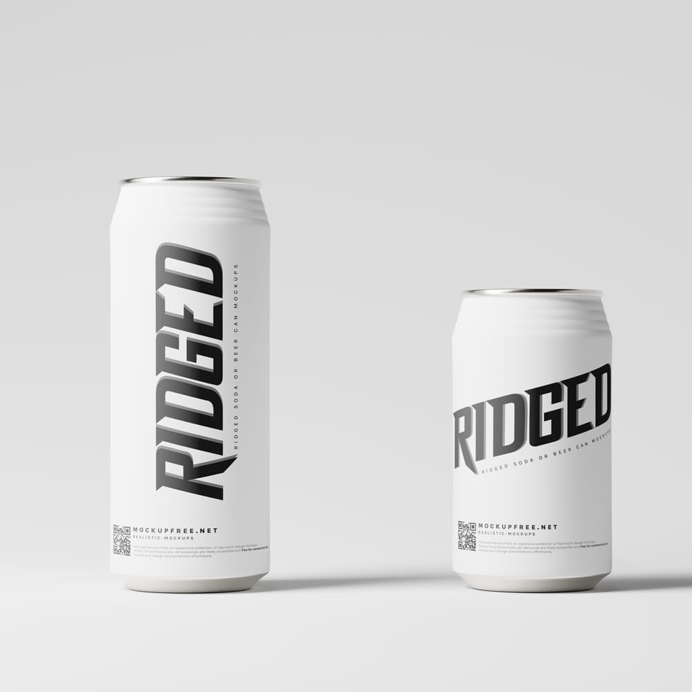 Free Ridged Aluminum Can Mockups PSD