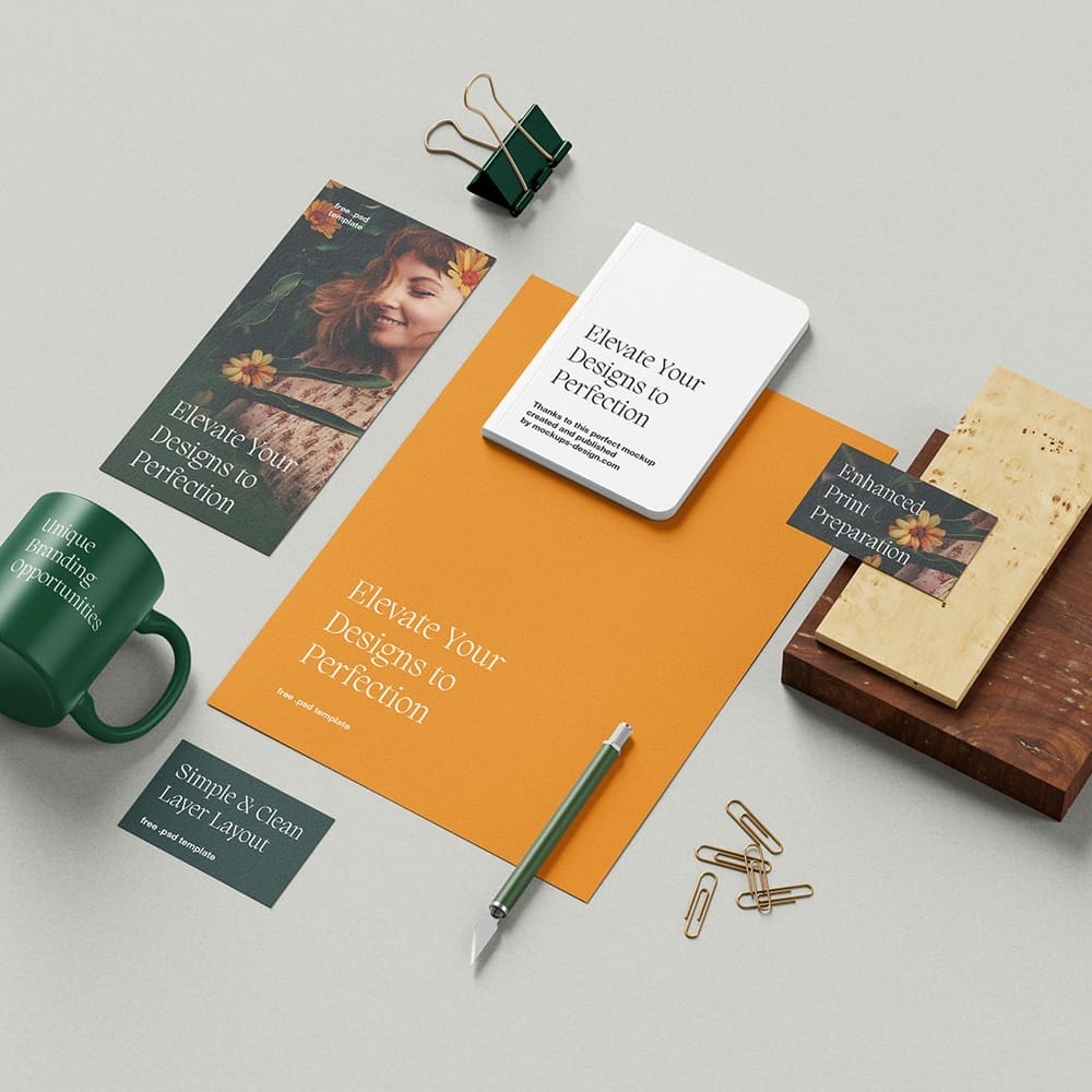 Free Simple Stationery Mockup Template PSD