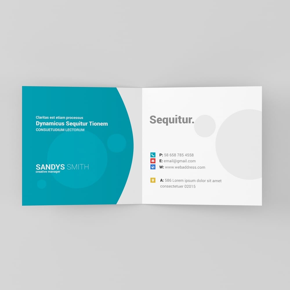 Free Square Folded Business Card Mockup PSD