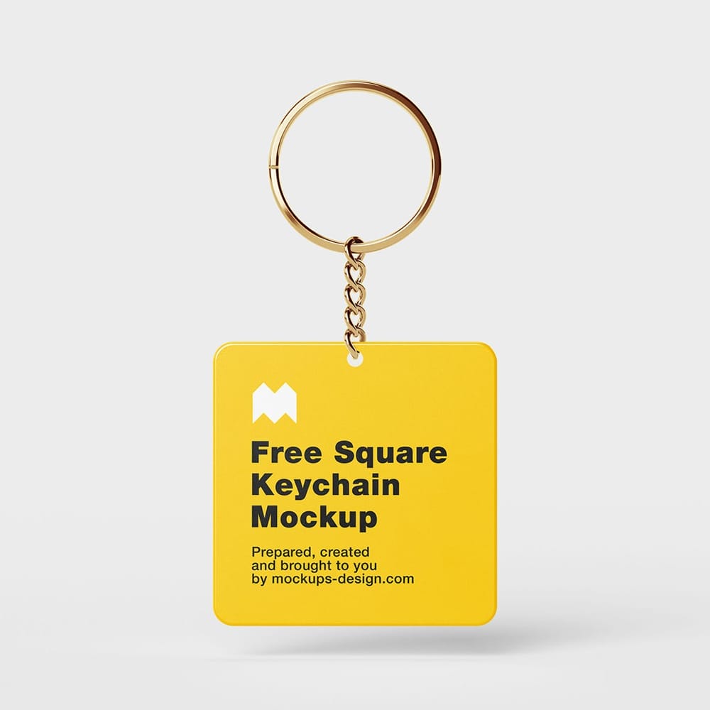 Free Square Key Chain Mockup PSD