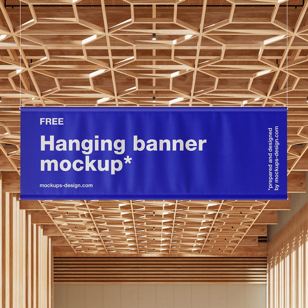 Free Hanging Banner Mockup in the Expo Hall