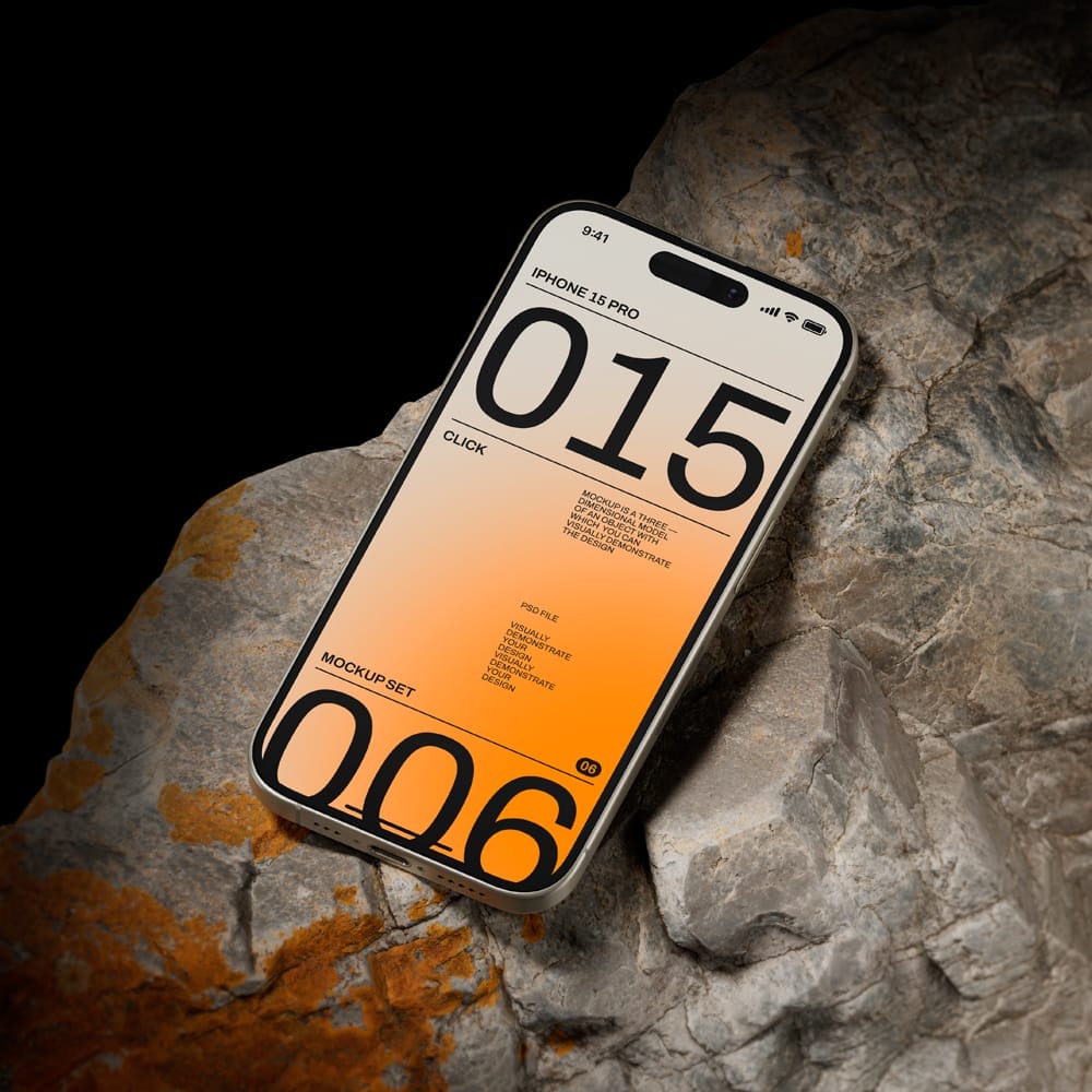 Free iPhone 15 Pro Mockup Template PSD