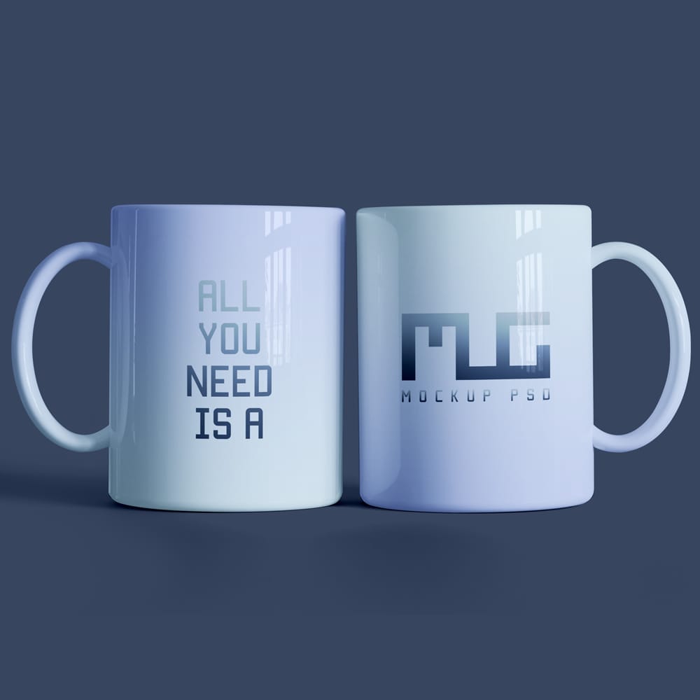 Front and Back Coffee Mug Mockup PSD