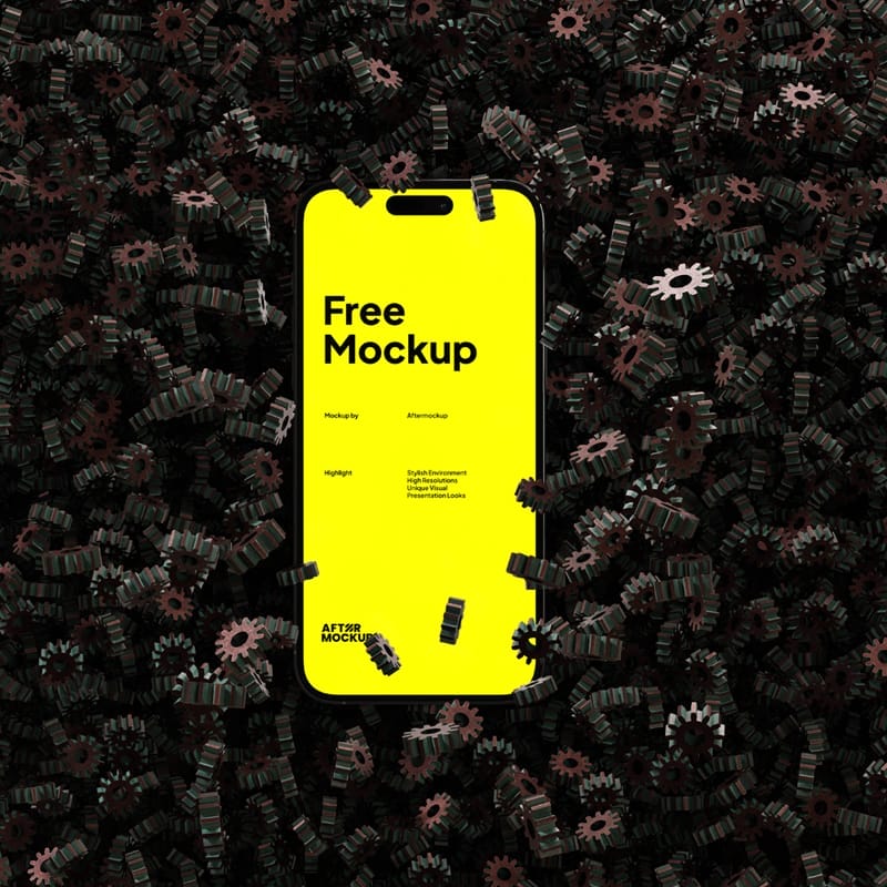 Gears iPhone Mockup PSD