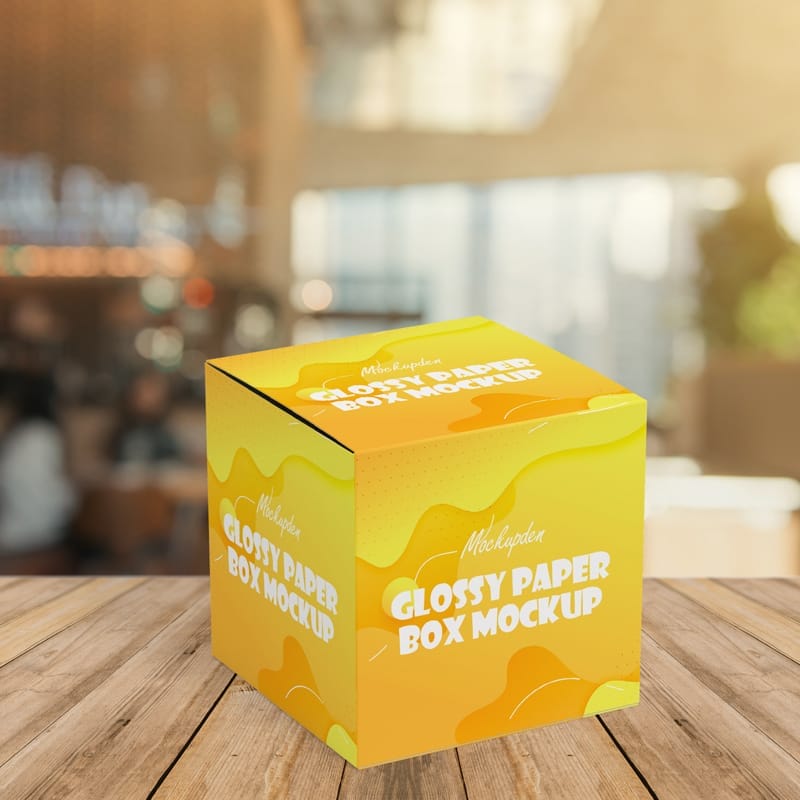 Glossy Paper Box Mockup PSD
