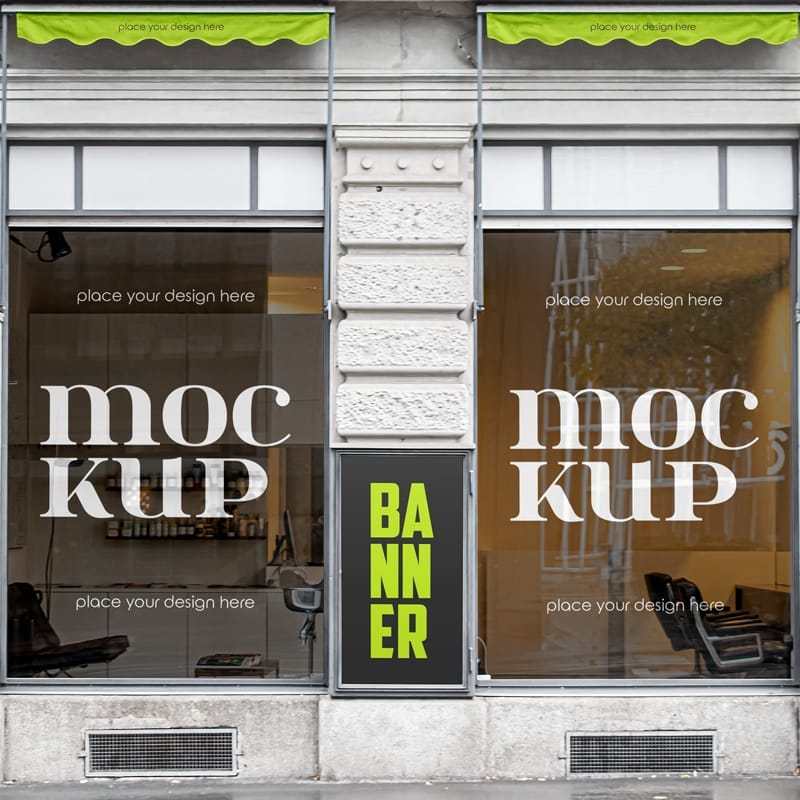 Hairdresser Salon Window Glass Decal Mockup
