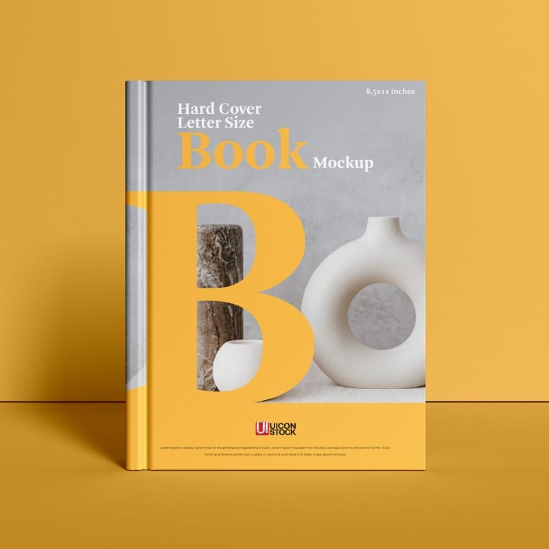 Hard Cover Letter Size Book Mockup