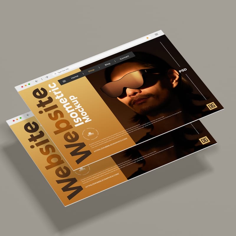 Isometric Website Mockup PSD