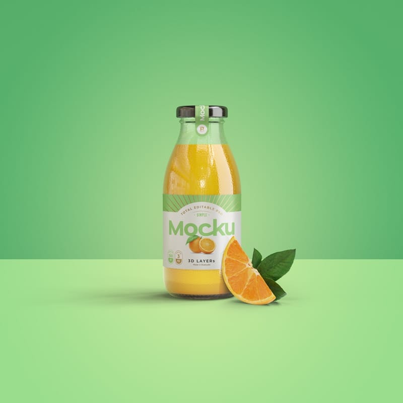 Juice Bottle Mockup Template PSD