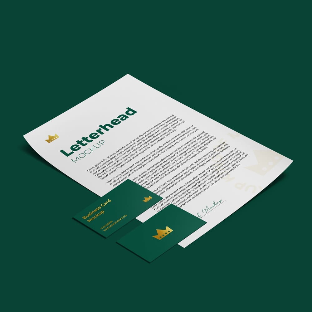 Letterhead and Business Card Mockup PSD