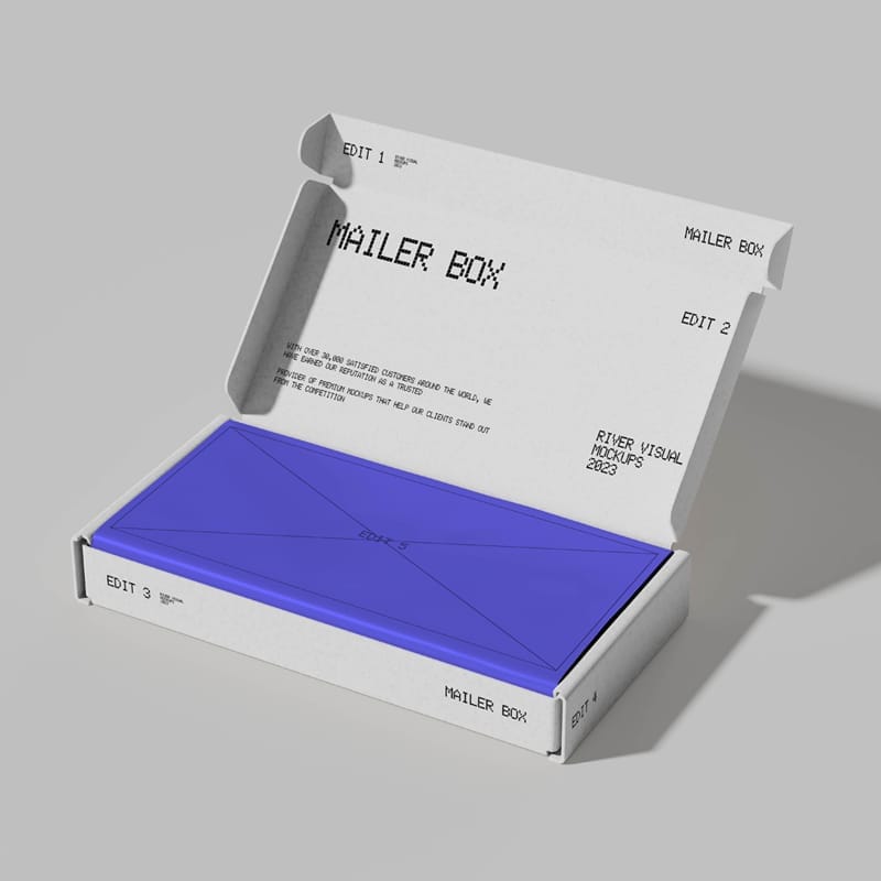Mailer Box Packaging Mockup PSD