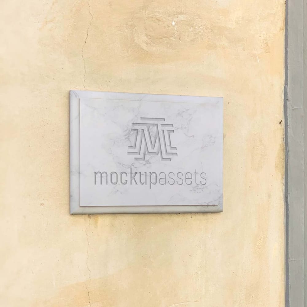 Marble Engraved Sign Logo Mockup PSD