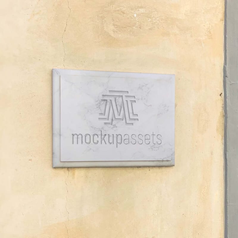 Marble Engraved Sign Logo Mockup