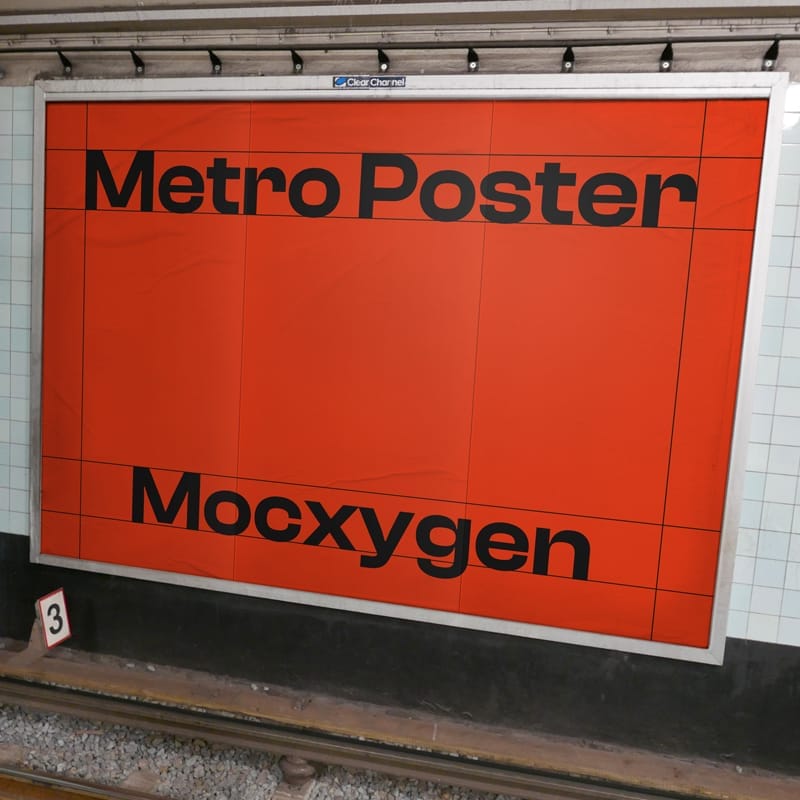Metro Poster Mockup Template PSD