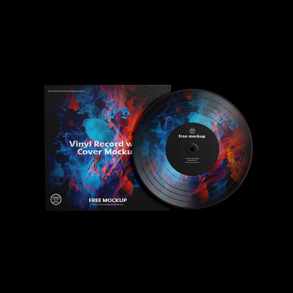 Music Vinyl Record With Cover Mockup PSD