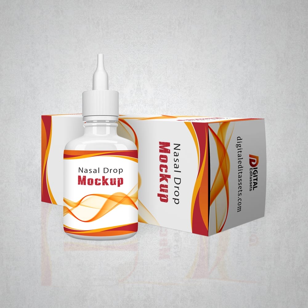 Nasal Drop Box Packaging Mockup PSD