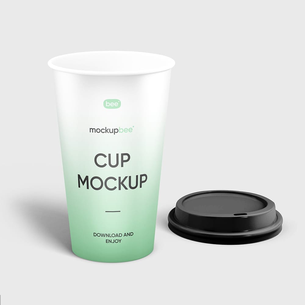 Open Cup with Lid Mockup PSD