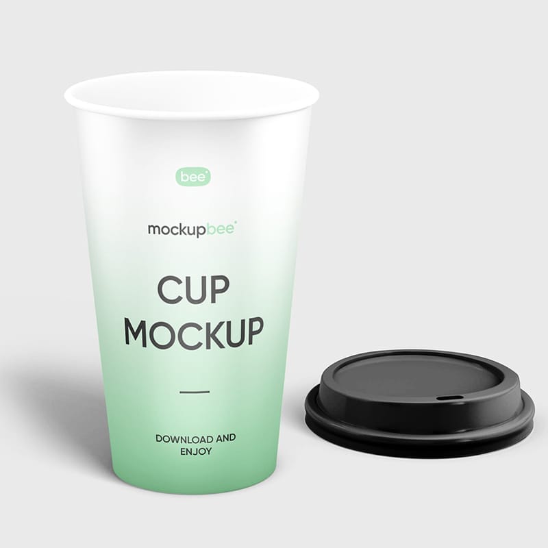 Open Cup with Lid Mockup