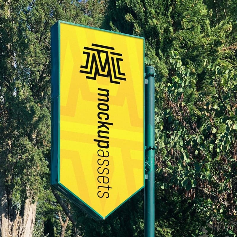 Outdoor Vertical Signage Mockup PSD