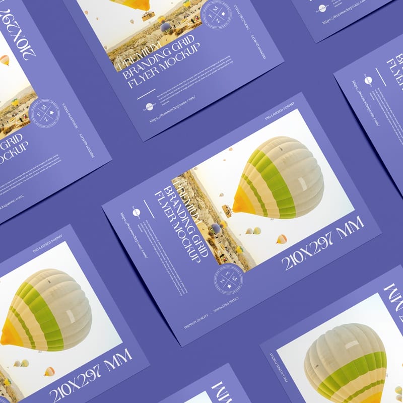 Premium Branding Grid A4 Flyer Mockup PSD
