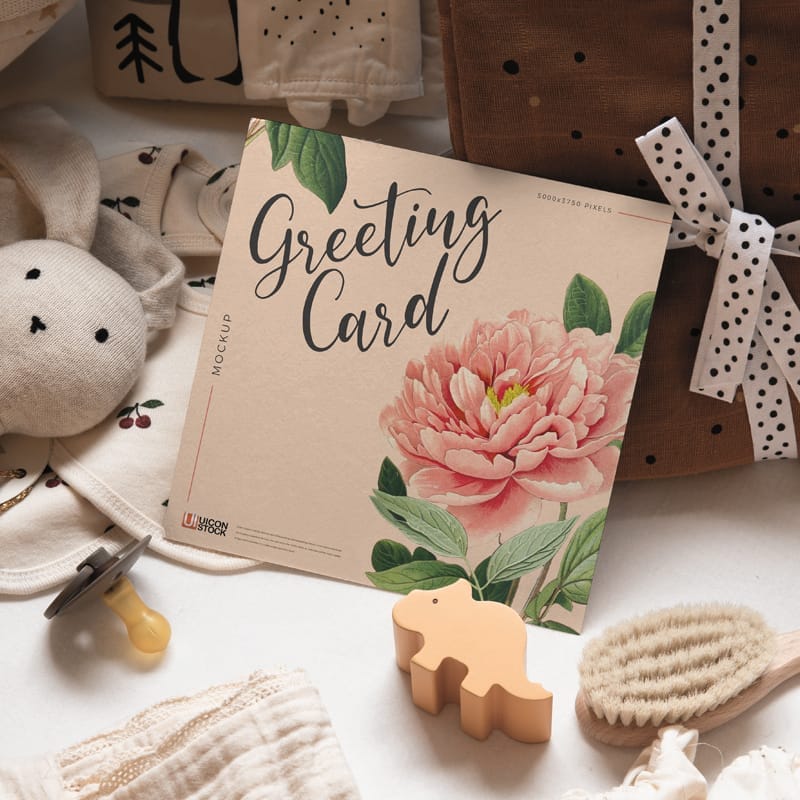 Realistic Square Greeting Card Mockup