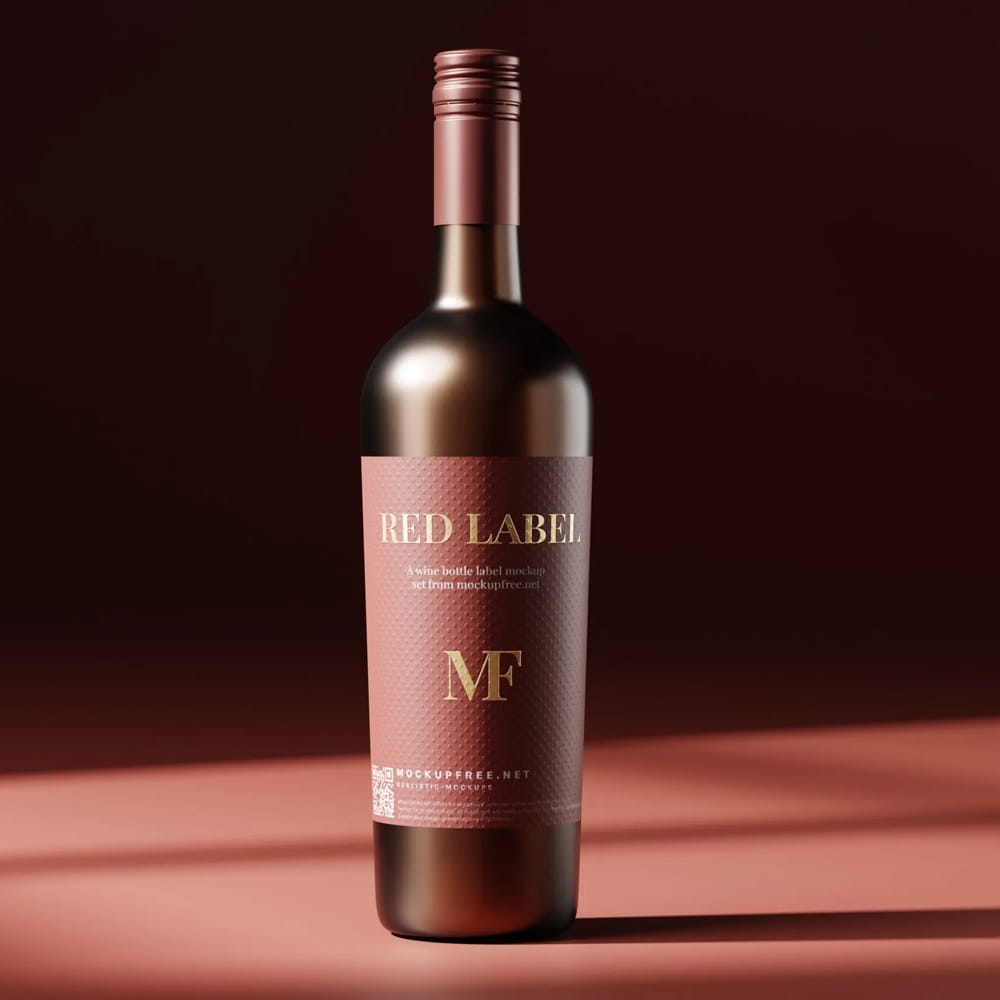 Red Label Wine Bottle Mockups PSD