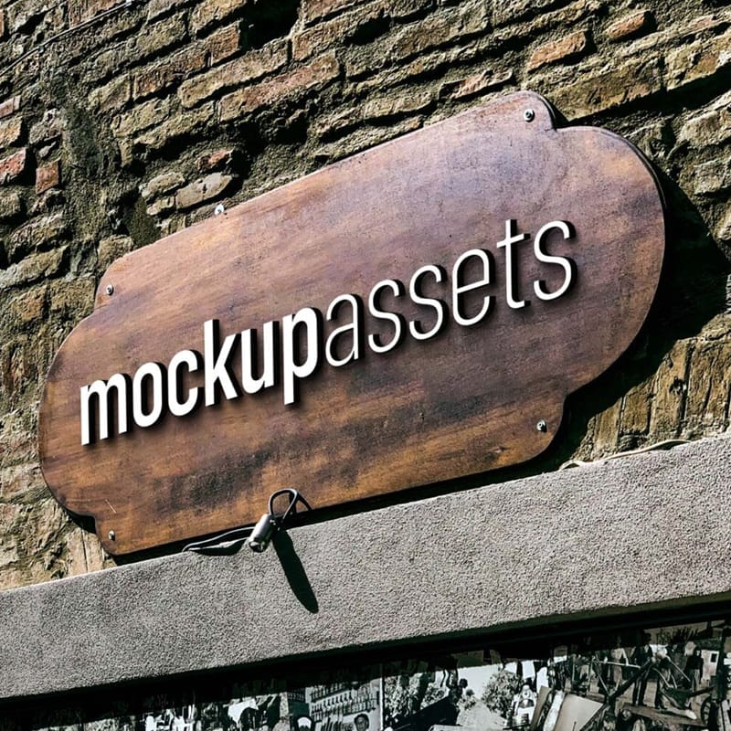 Restaurant Pizzeria Wooden 3D Logo Mockup