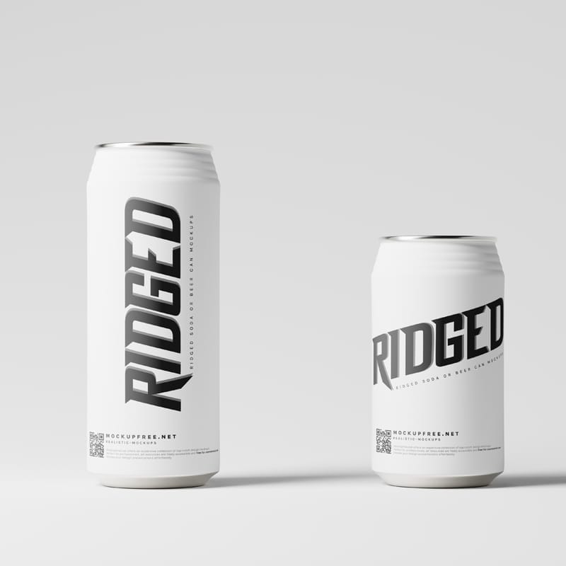 Ridged Aluminum Can Mockups PSD