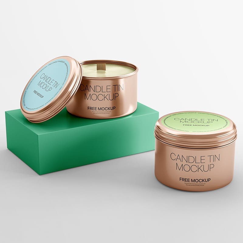 Round Candle Tin Mockup PSD