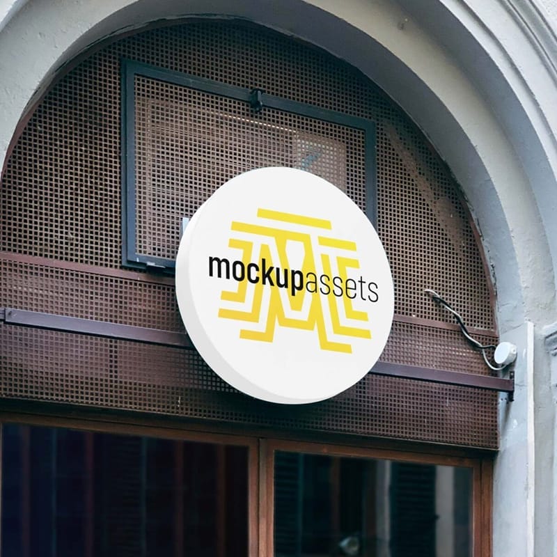 Round Logo Signage Mockup