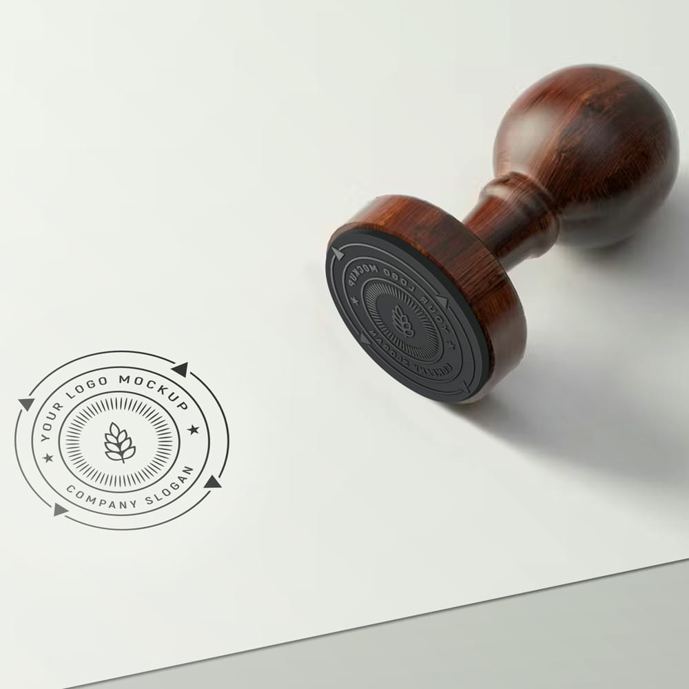 Rubber Stamp 3D Logo Mockup PSD