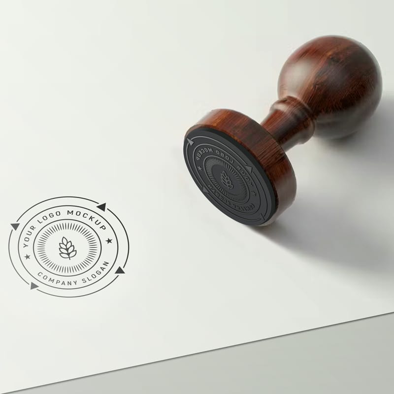 Rubber Stamp 3D Logo Mockup PSD