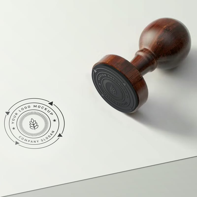 Rubber Stamp 3D Logo Mockup