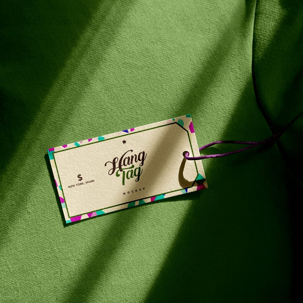 Shadow Overlay Hanging Tag Mockup PSD
