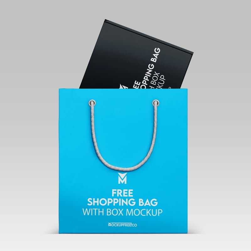 Shopping Bag with Box Mockup Template
