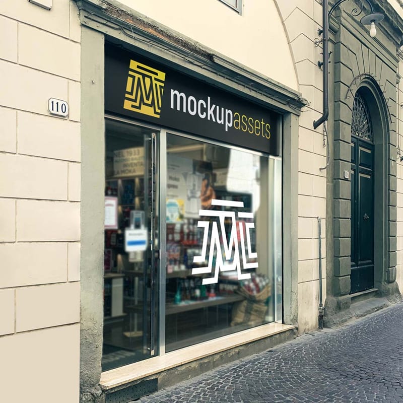 Sign and Window Storefront Mockup PSD
