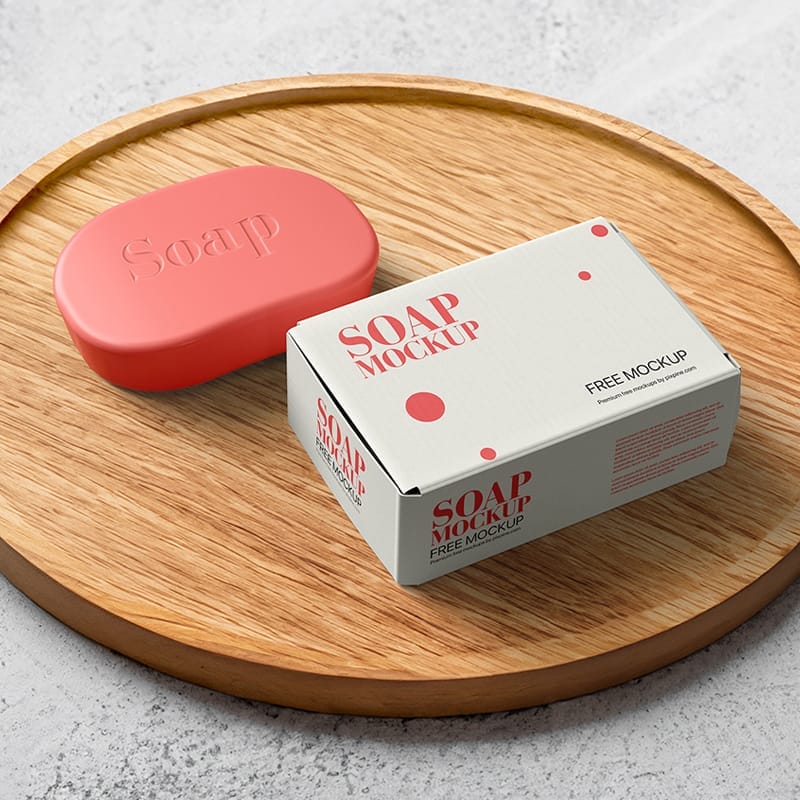 Soap with Box Packaging Mockup PSD