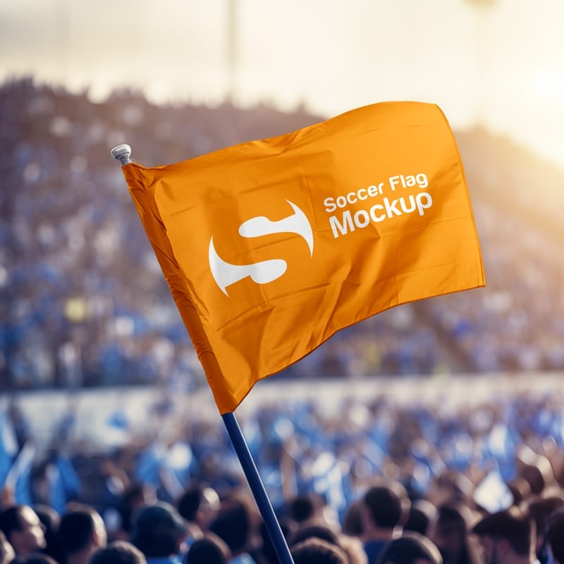 Soccer Flag in Stadium Mockup PSD