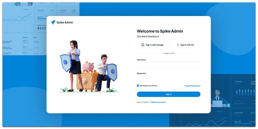 Spike Free Bootstrap 5 Login Page with Dashboard