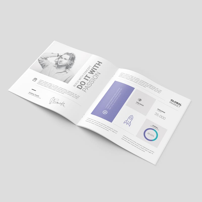 Square Brochure Catalog Magazine Mockup