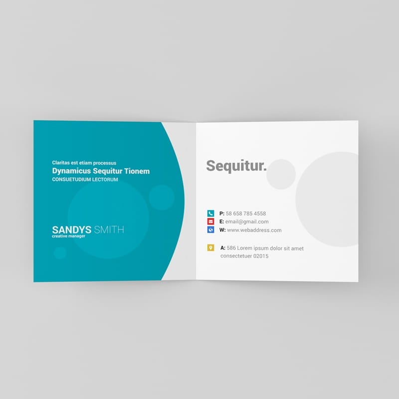 Square Folded Business Card Mockup PSD