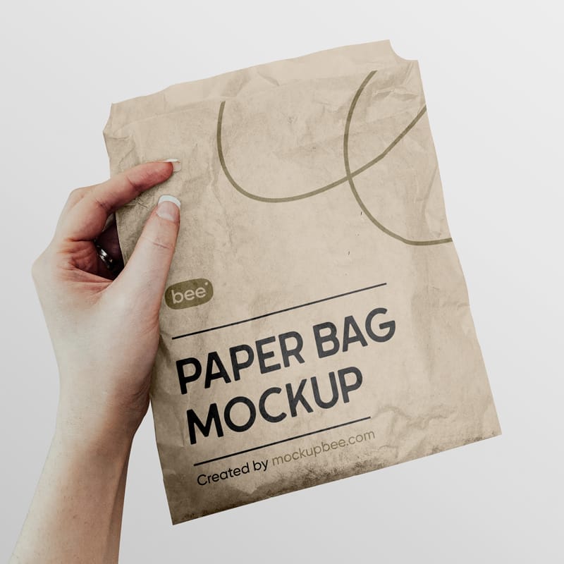 Square Food Bag Mockup PSD
