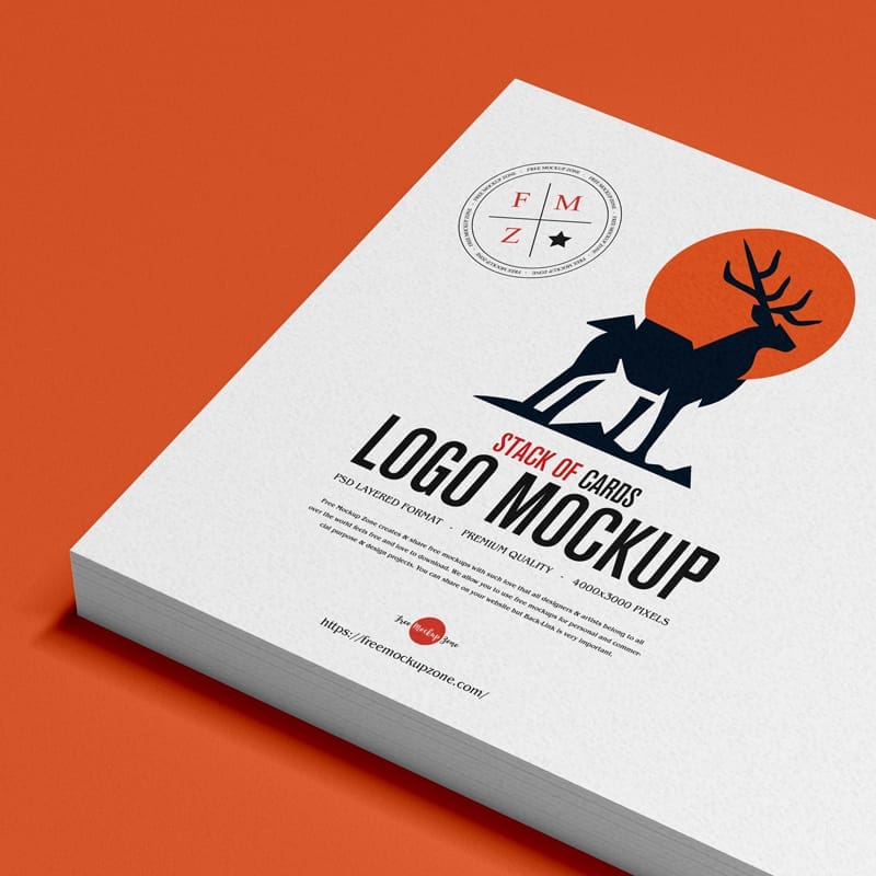 Stack of Cards Logo Mockup PSD