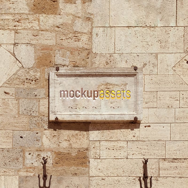 Stone Rusty 3D Sign Mockup