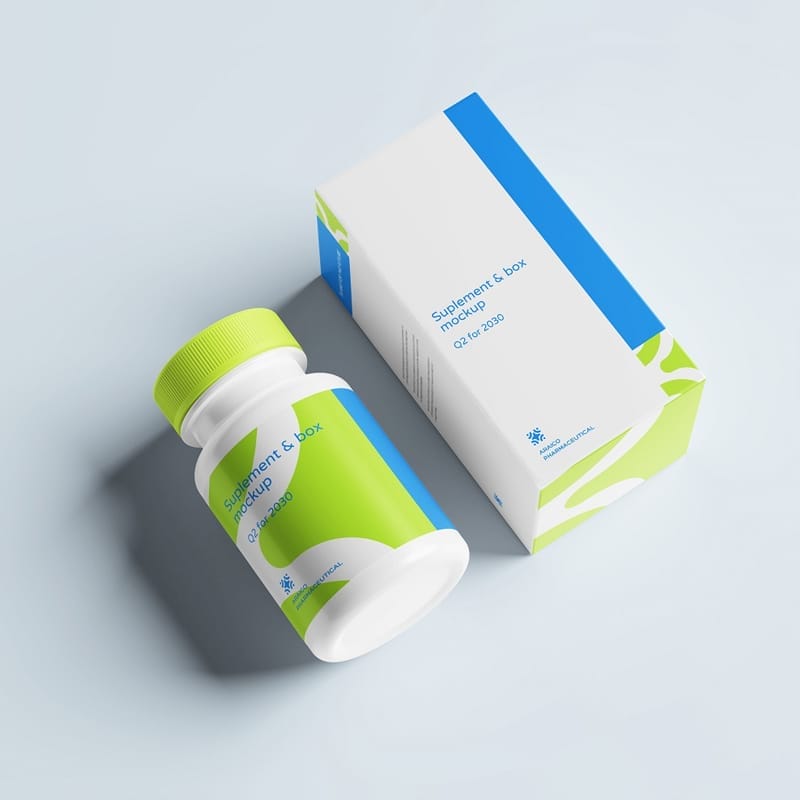 Supplement and Box Mockup PSD
