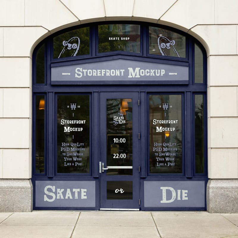 Vintage Shop Window Mockup PSD